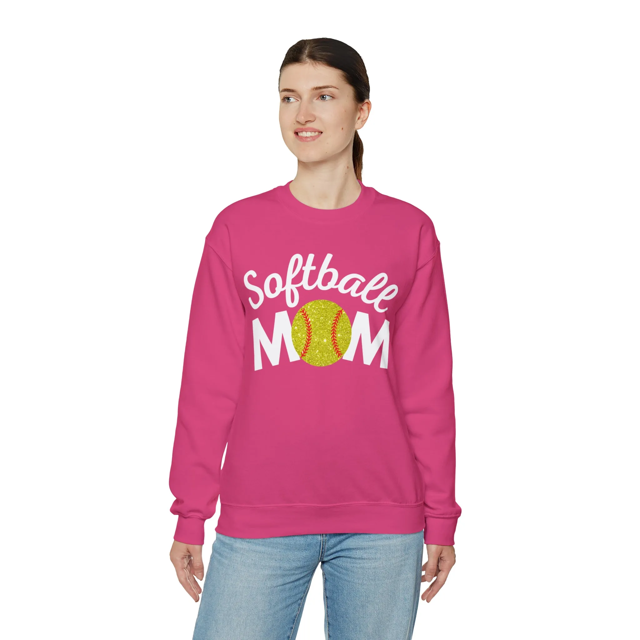 Softball Mom Shimmer Crewneck Sweatshirt