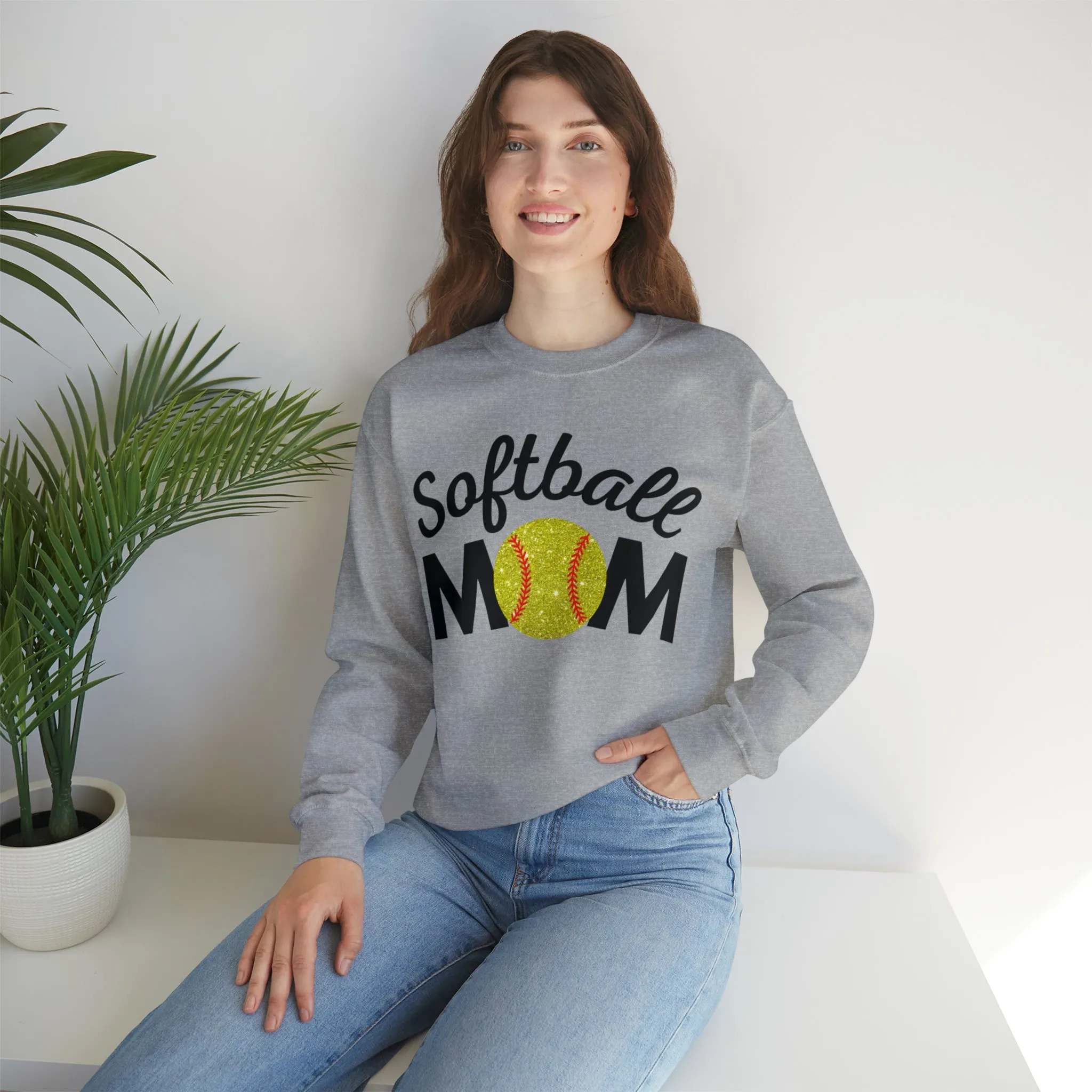 Softball Mom Shimmer Crewneck Sweatshirt