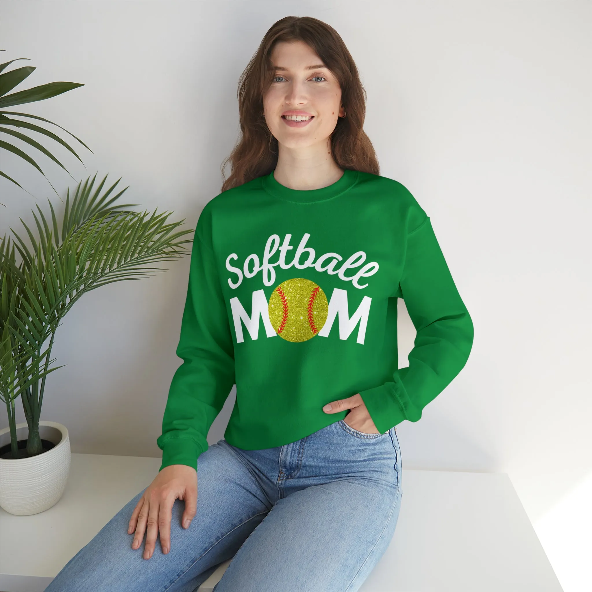 Softball Mom Shimmer Crewneck Sweatshirt