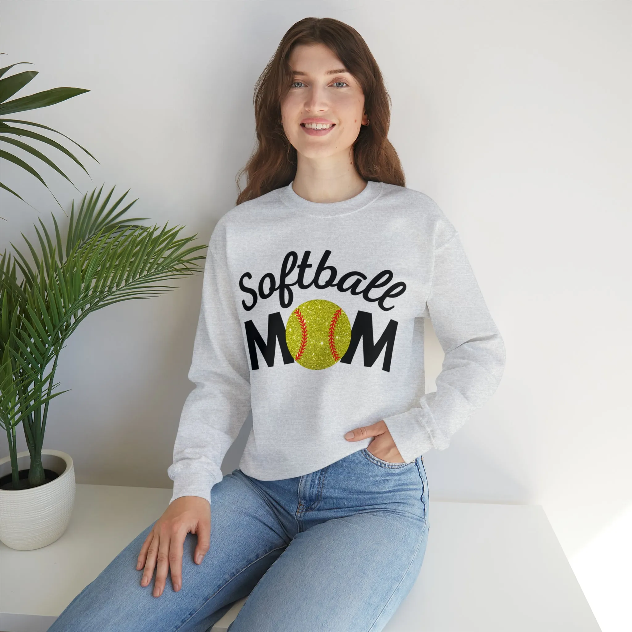 Softball Mom Shimmer Crewneck Sweatshirt