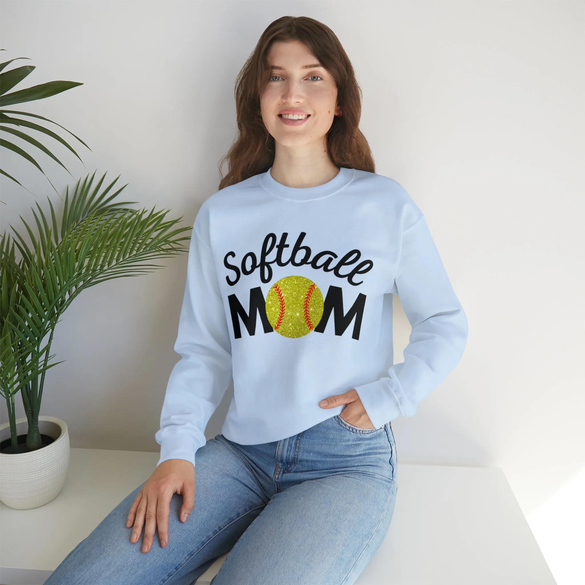 Softball Mom Shimmer Crewneck Sweatshirt