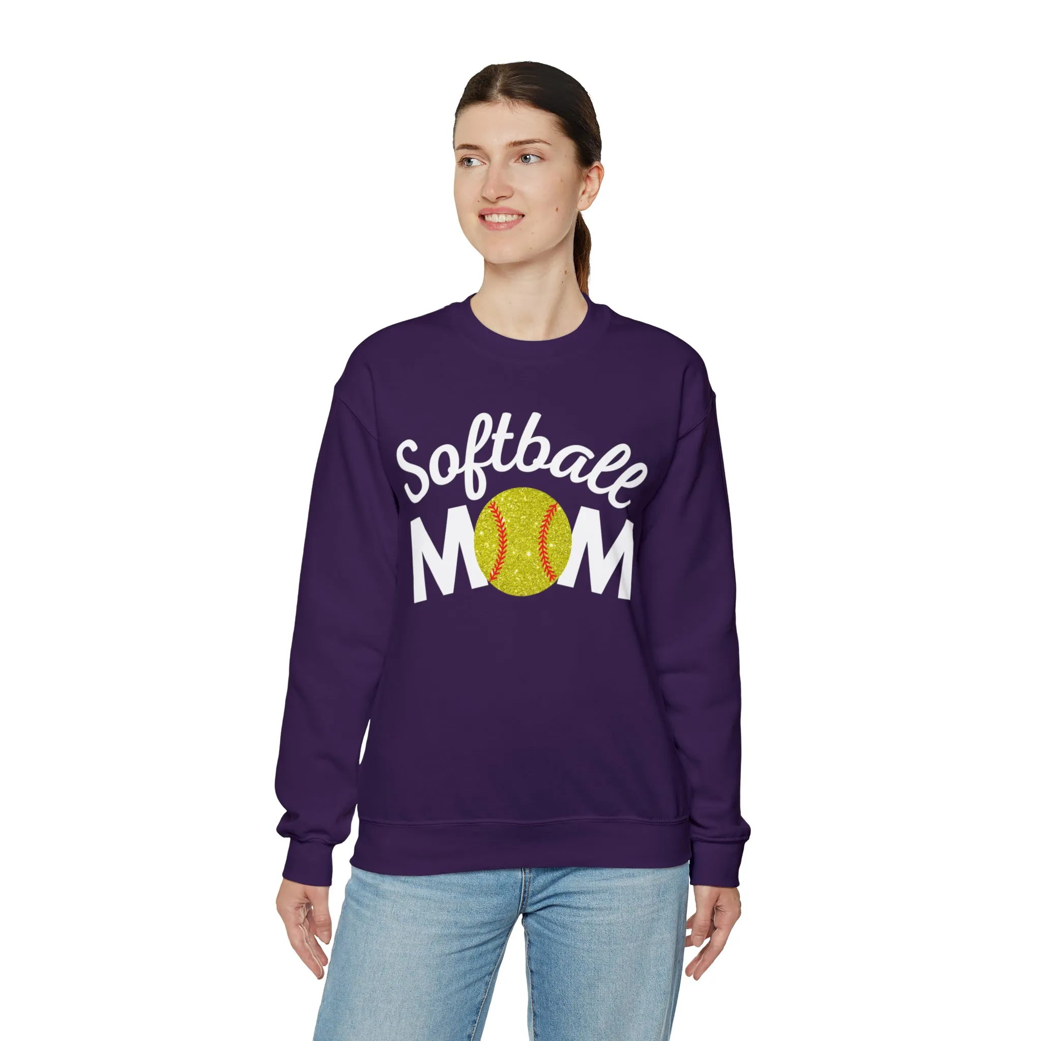 Softball Mom Shimmer Crewneck Sweatshirt
