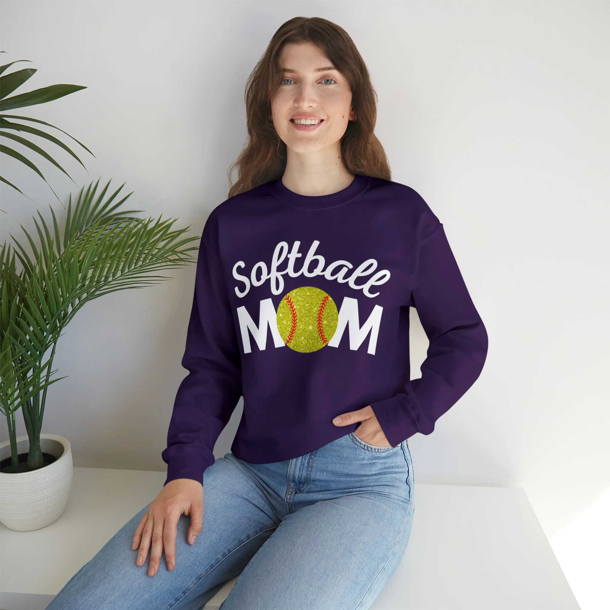 Softball Mom Shimmer Crewneck Sweatshirt