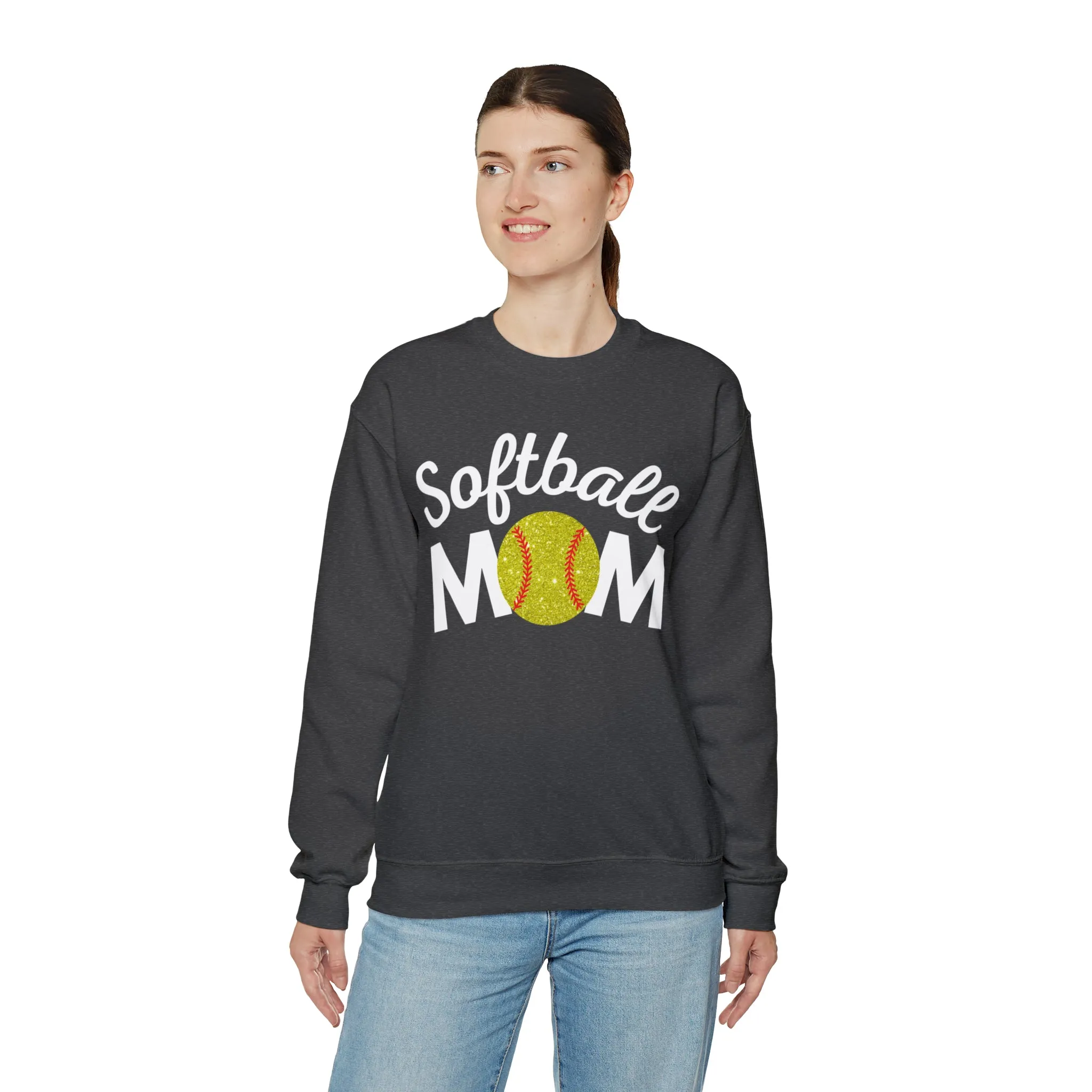 Softball Mom Shimmer Crewneck Sweatshirt