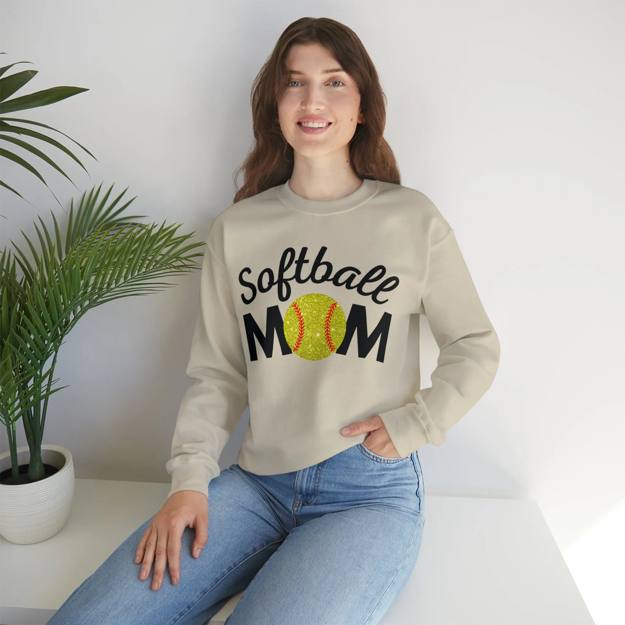 Softball Mom Shimmer Crewneck Sweatshirt