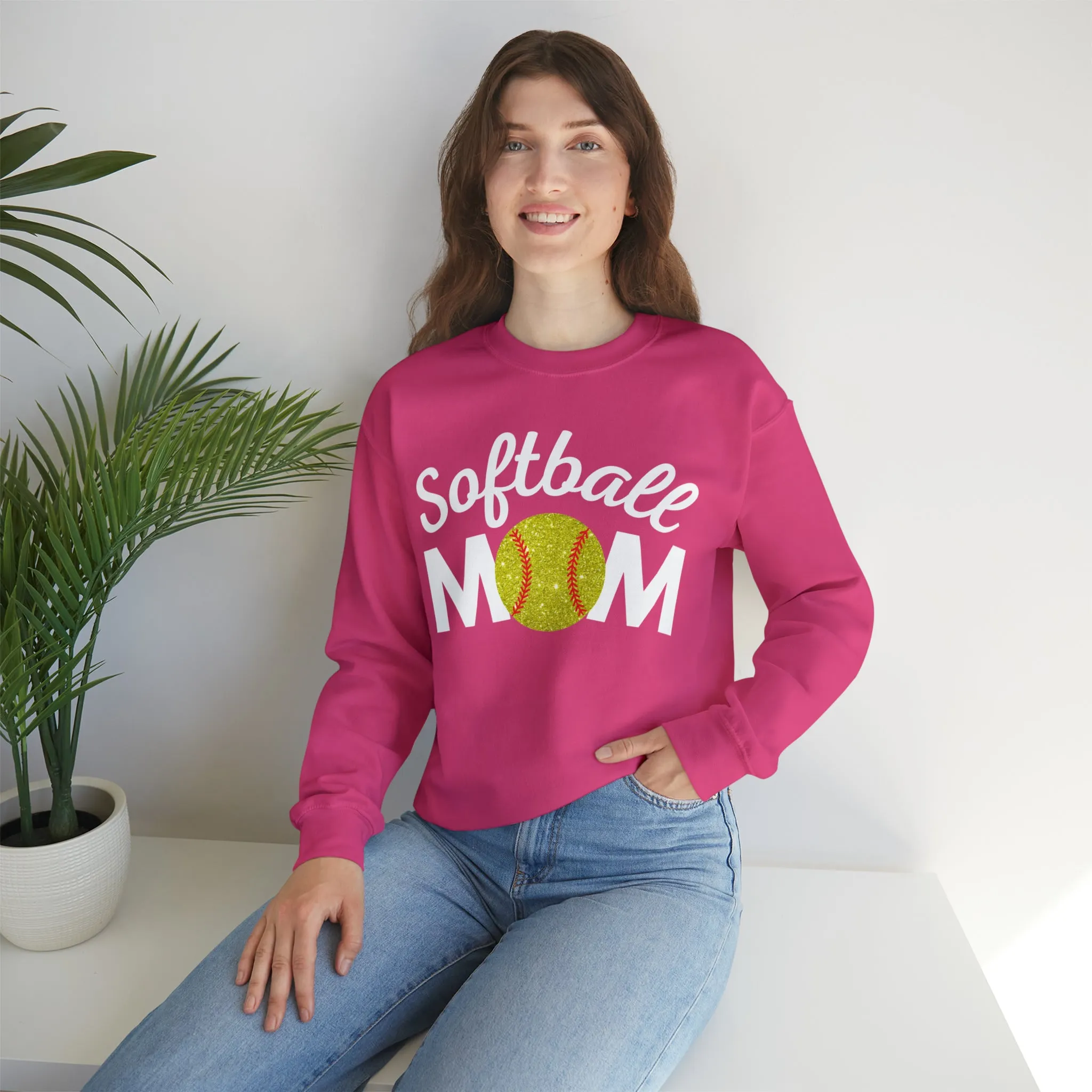 Softball Mom Shimmer Crewneck Sweatshirt