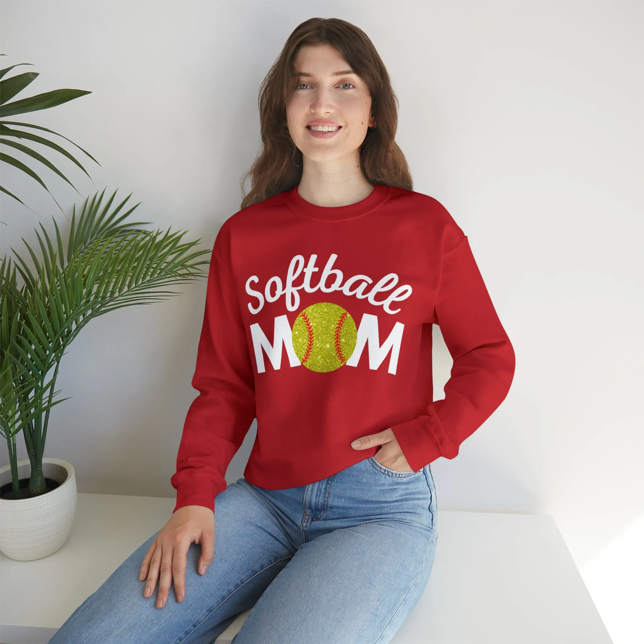 Softball Mom Shimmer Crewneck Sweatshirt