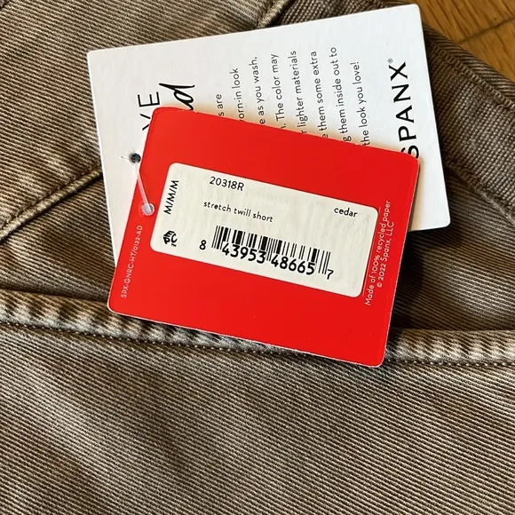 Spanx Stretch Twill Shorts, 4&quot;-Cedar-M-NWT
