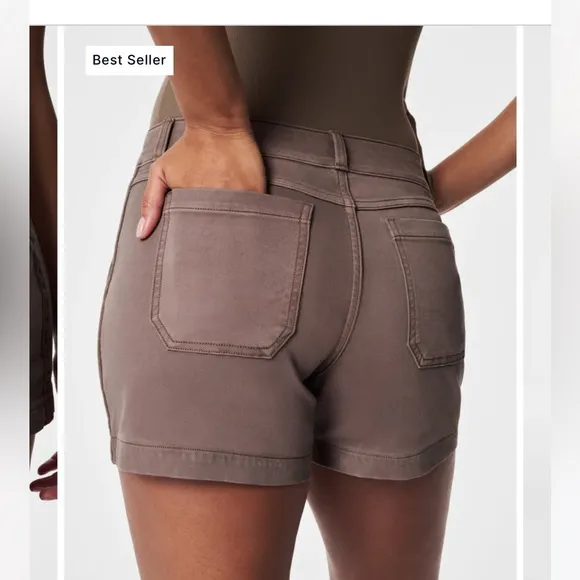 Spanx Stretch Twill Shorts, 4&quot;-Cedar-M-NWT