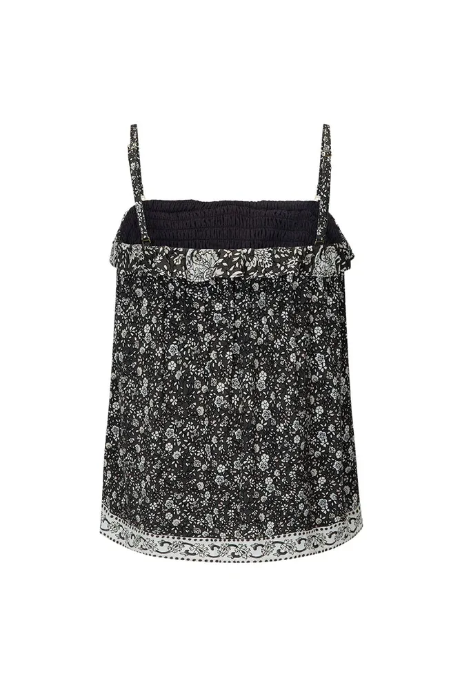Spell Little Bird Strapless Frill Top in Midnight