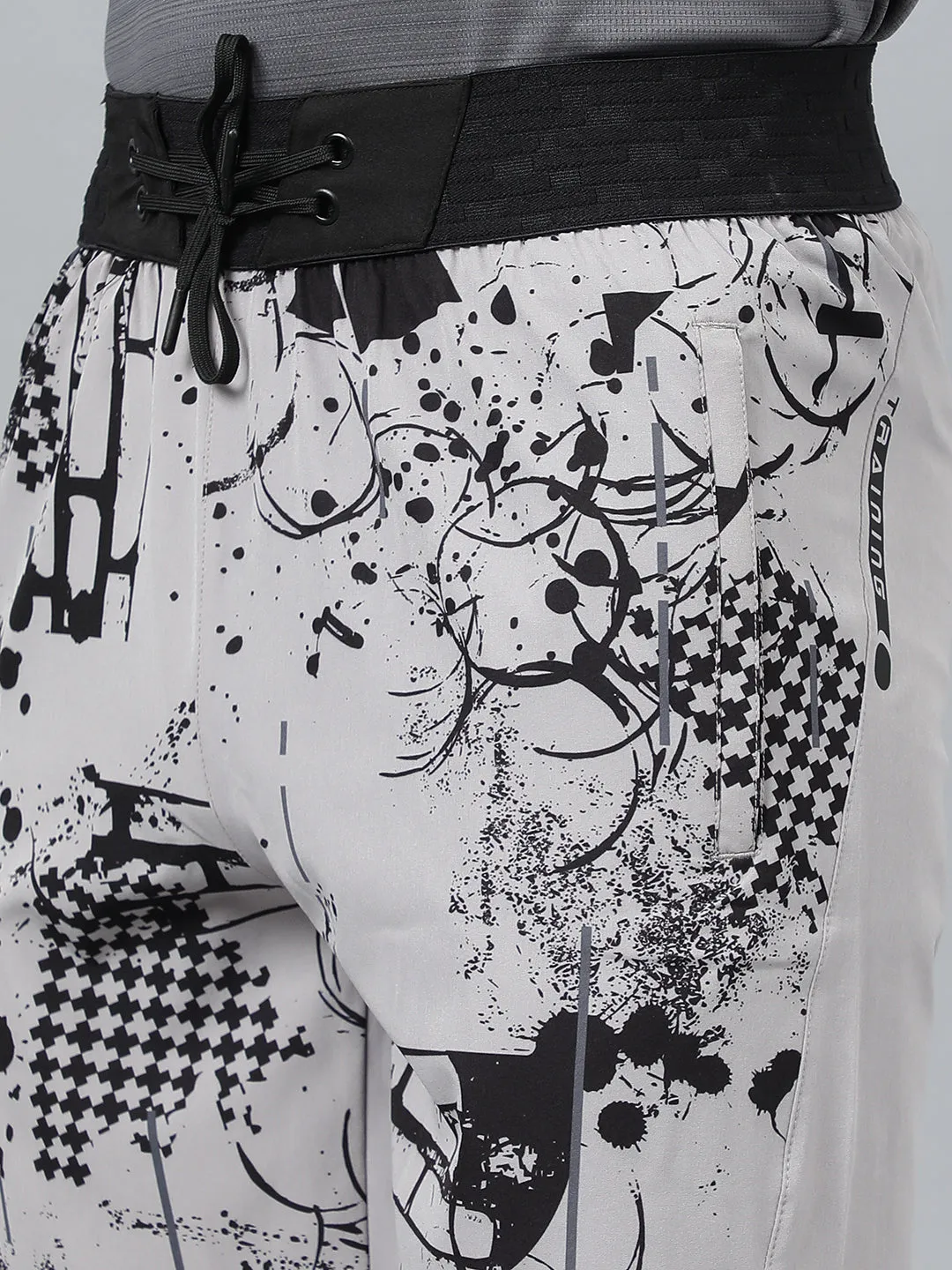 Sport Sun Light Grey Printed Men NS Lycra Shorts