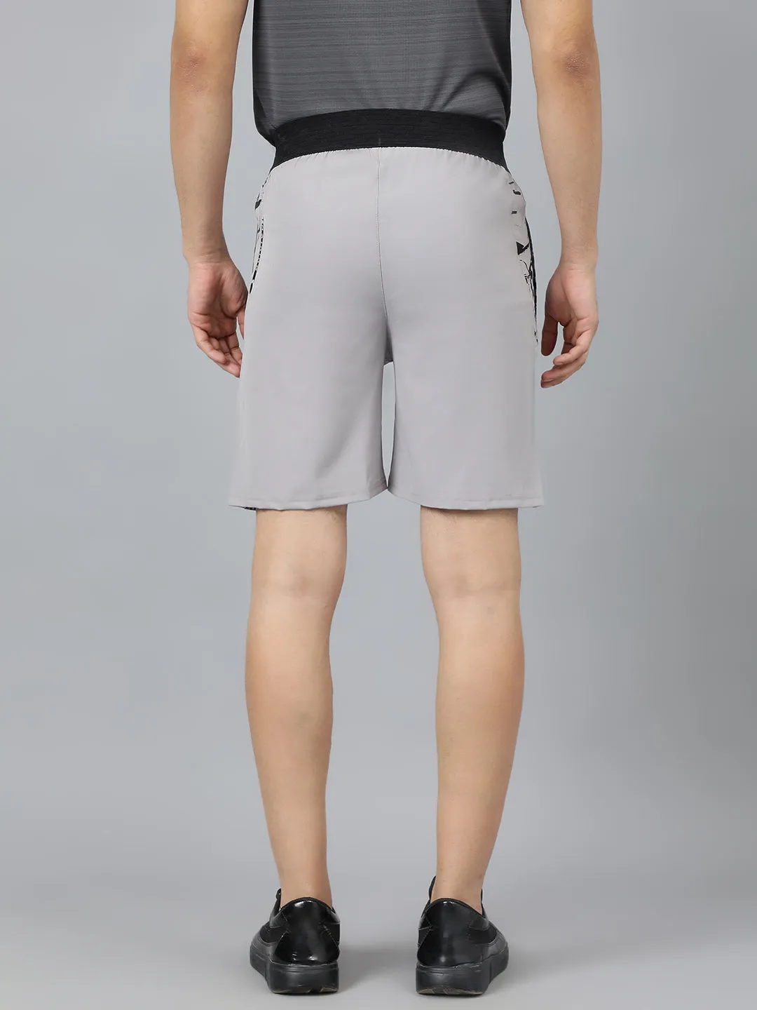 Sport Sun Light Grey Printed Men NS Lycra Shorts