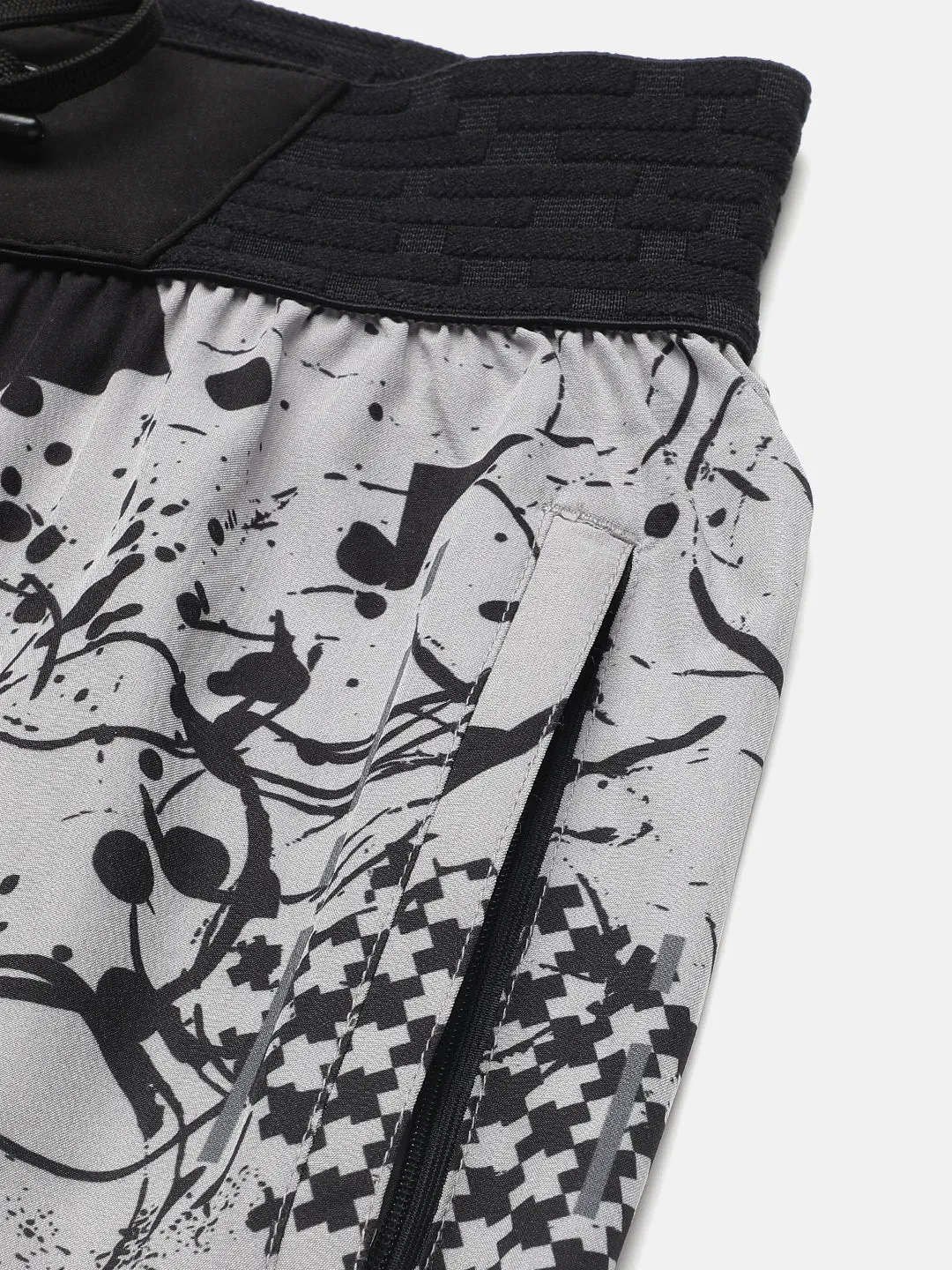 Sport Sun Light Grey Printed Men NS Lycra Shorts
