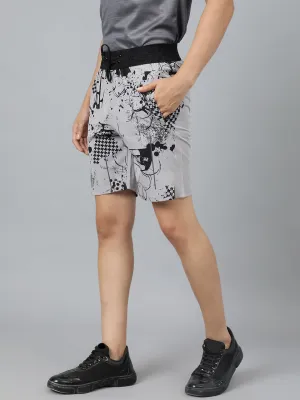Sport Sun Light Grey Printed Men NS Lycra Shorts