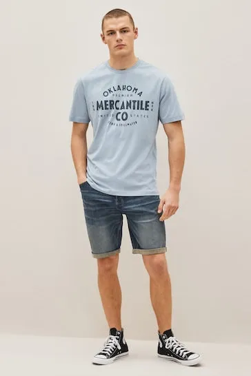 Stretch Denim Shorts For Mens Dark Blue