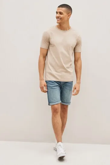 Stretch Denim Shorts For Mens Light Blue