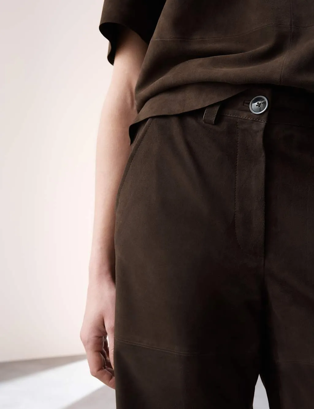 Suede High Waisted Knee Length Shorts