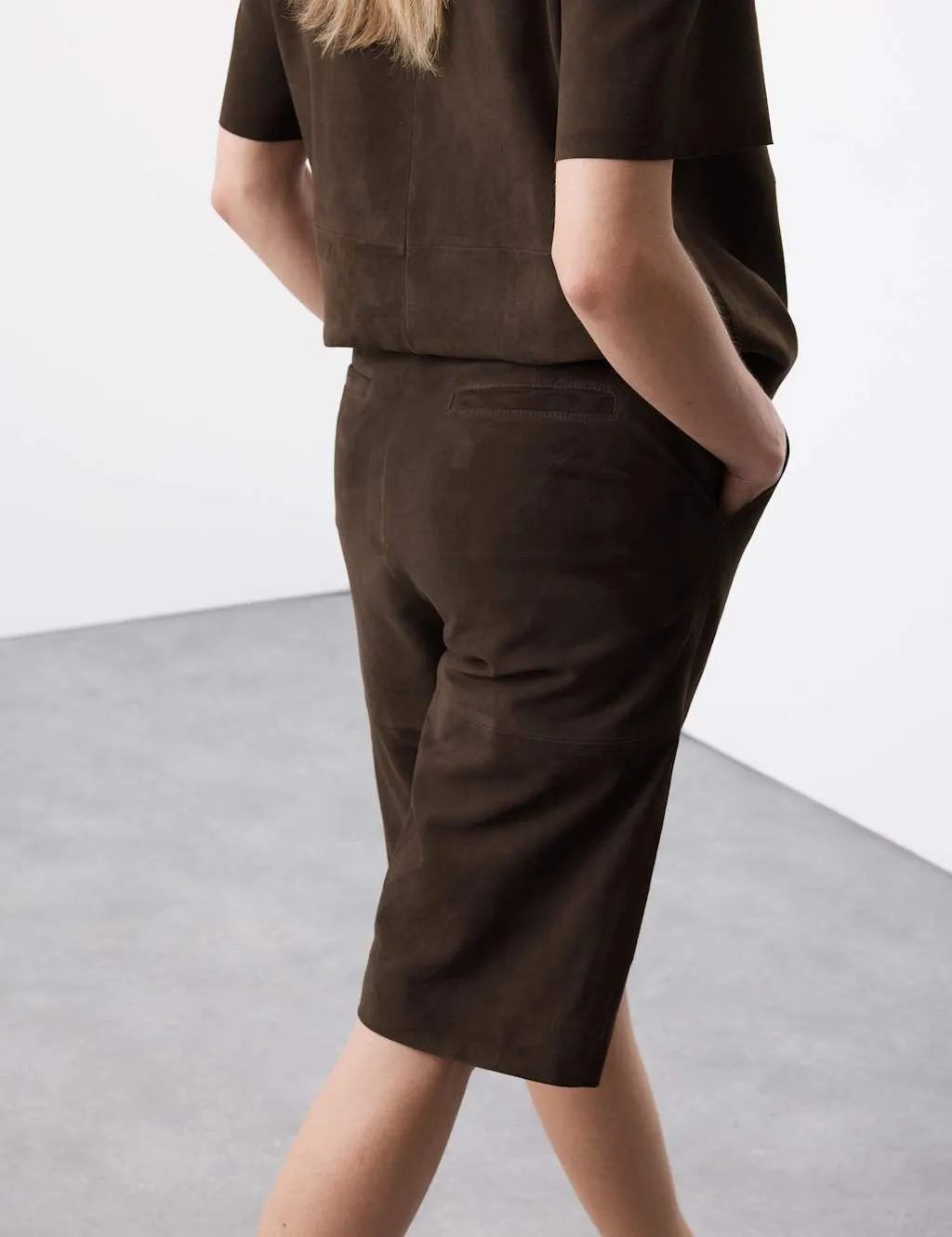 Suede High Waisted Knee Length Shorts