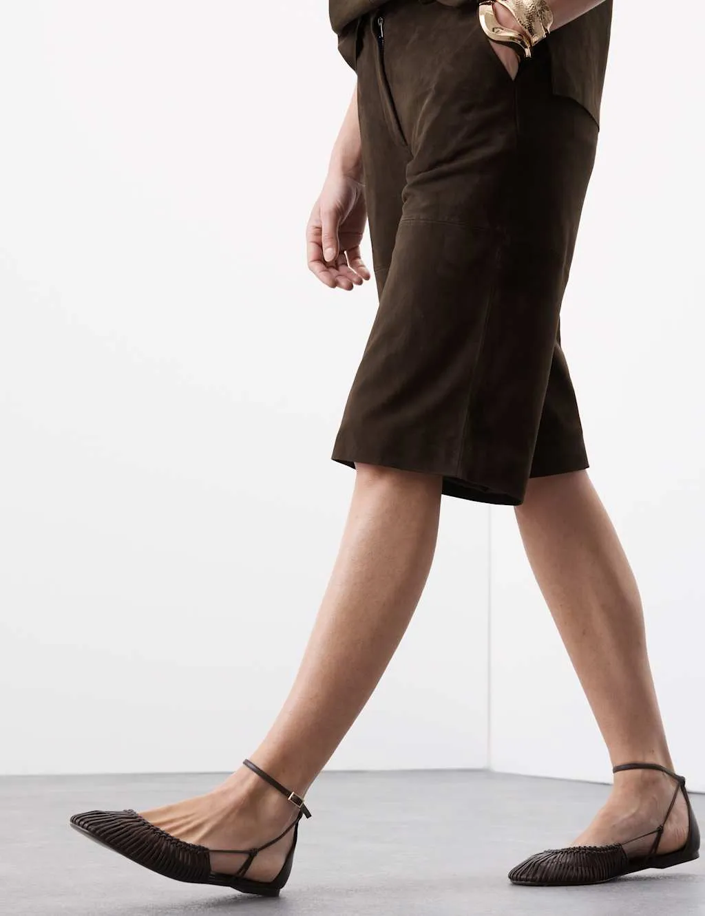 Suede High Waisted Knee Length Shorts