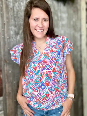 Summer Aztec Blouse Top
