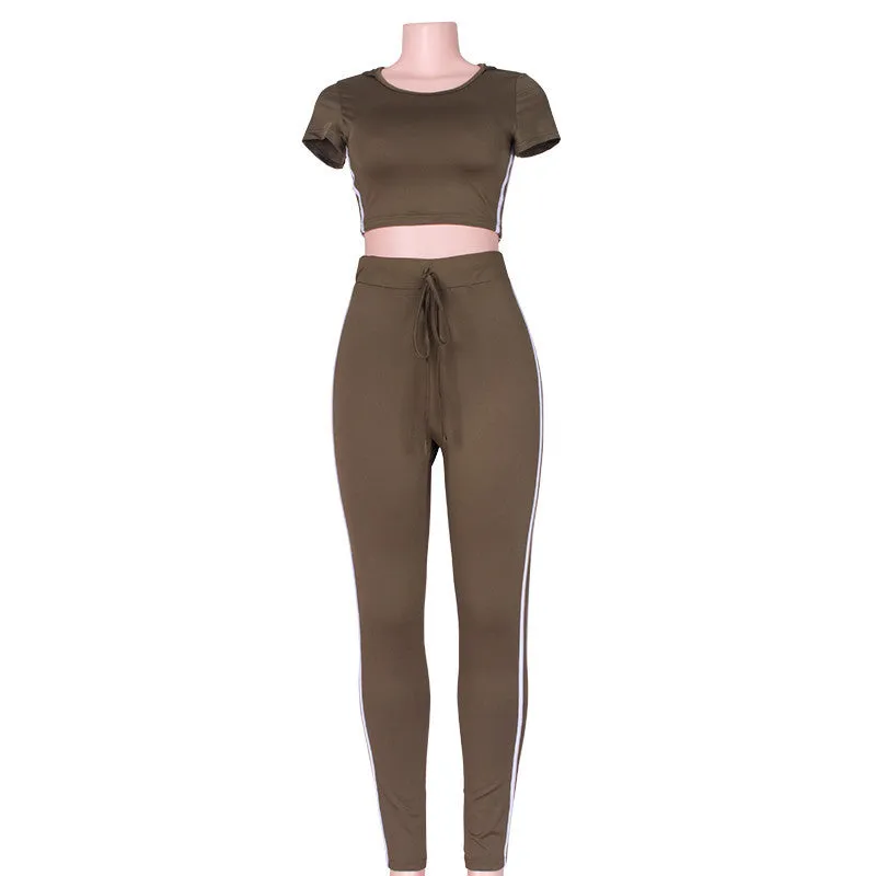 Summer Casual Jumpsuit Romper 2 piece set Outfits Round Neck Hooded Bodycon Short Sleeve Sexy Jumpsuits Playsuit Wear