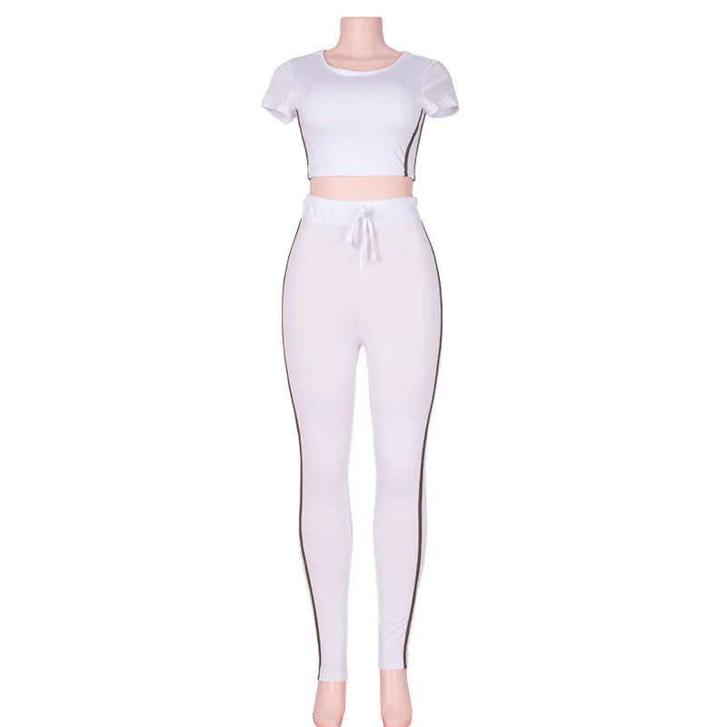 Summer Casual Jumpsuit Romper 2 piece set Outfits Round Neck Hooded Bodycon Short Sleeve Sexy Jumpsuits Playsuit Wear