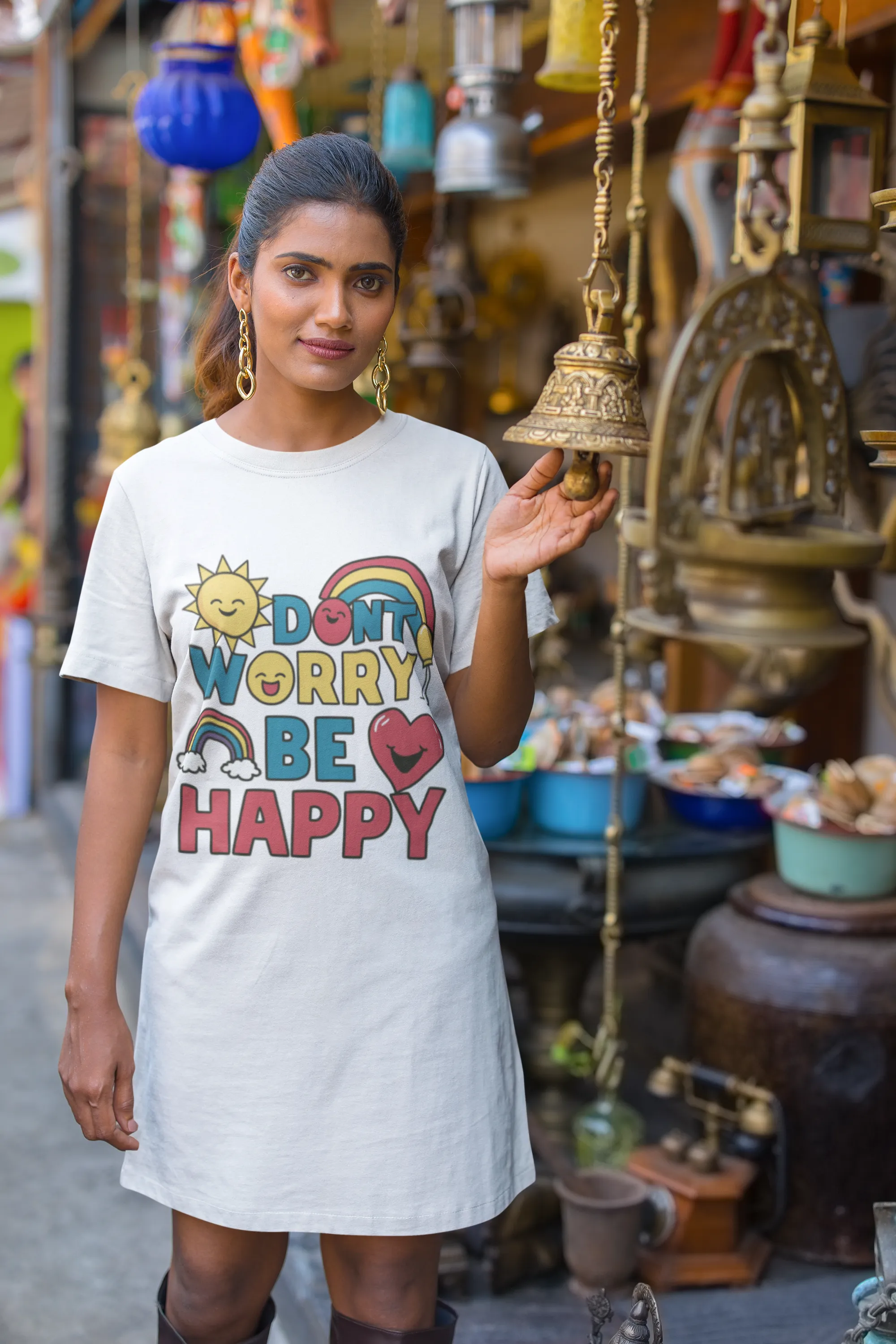 T-Shirt Dress  - Don't Worry Be Happy