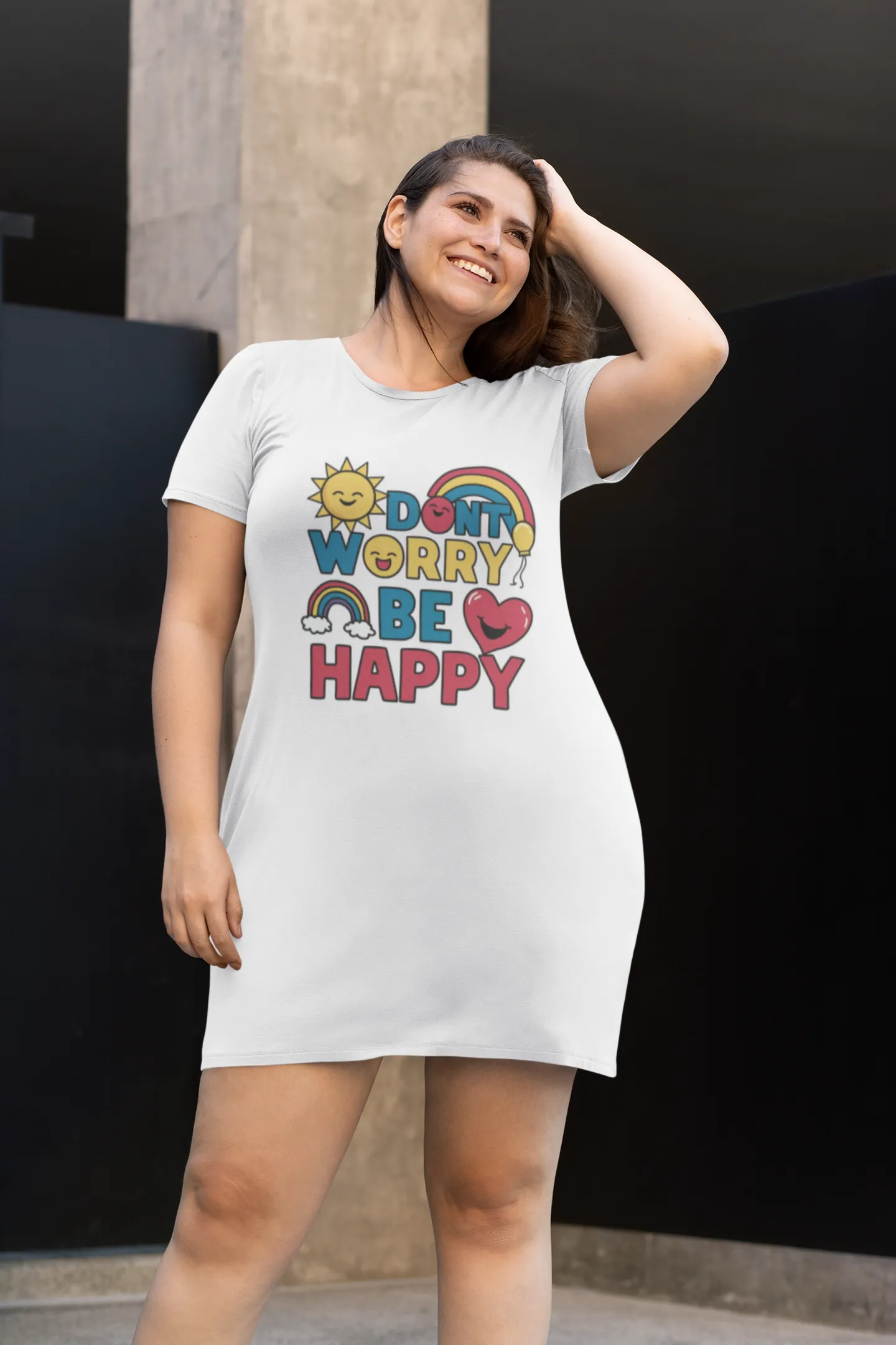 T-Shirt Dress  - Don't Worry Be Happy