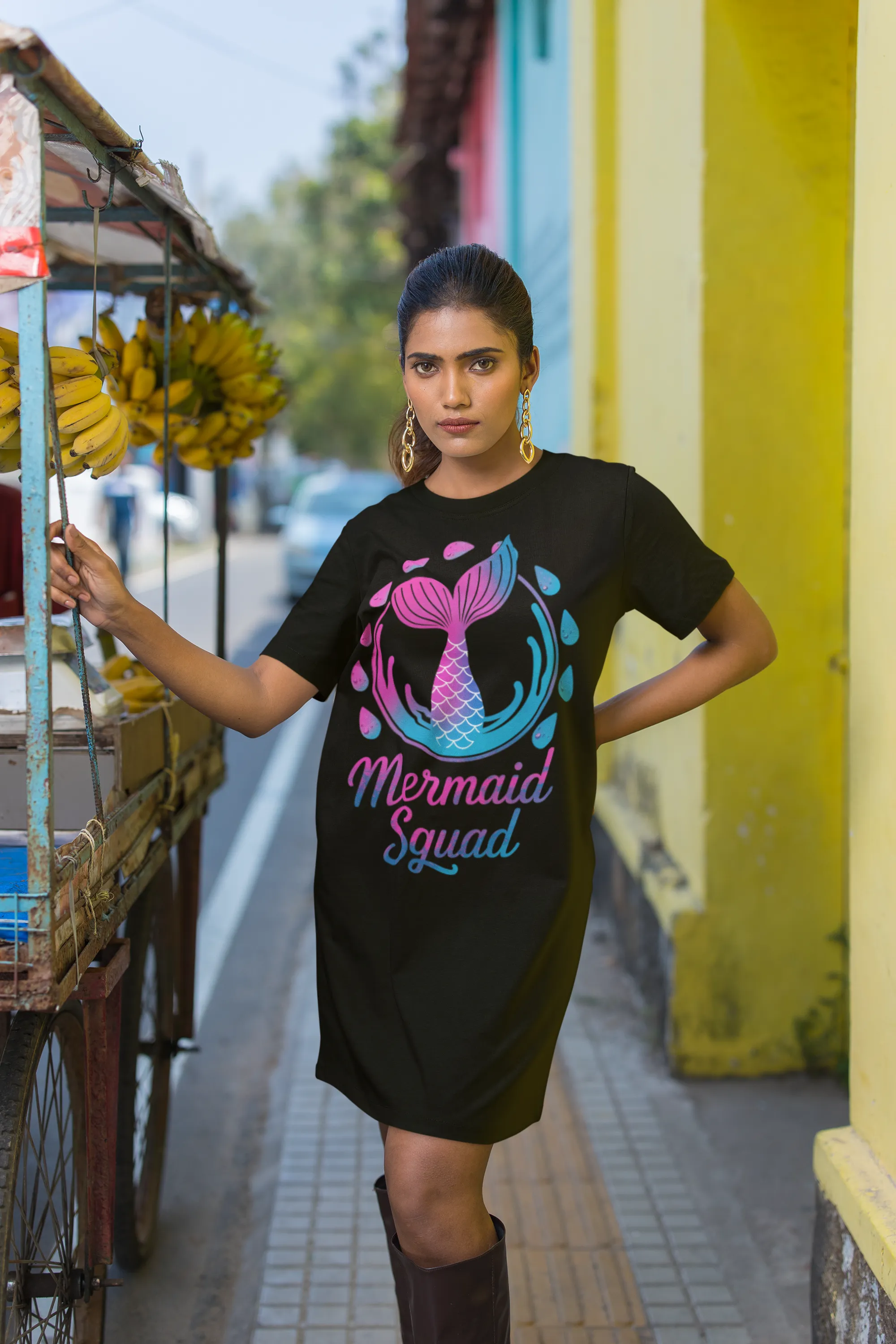 T-Shirt Dress  - Mermaid Squad