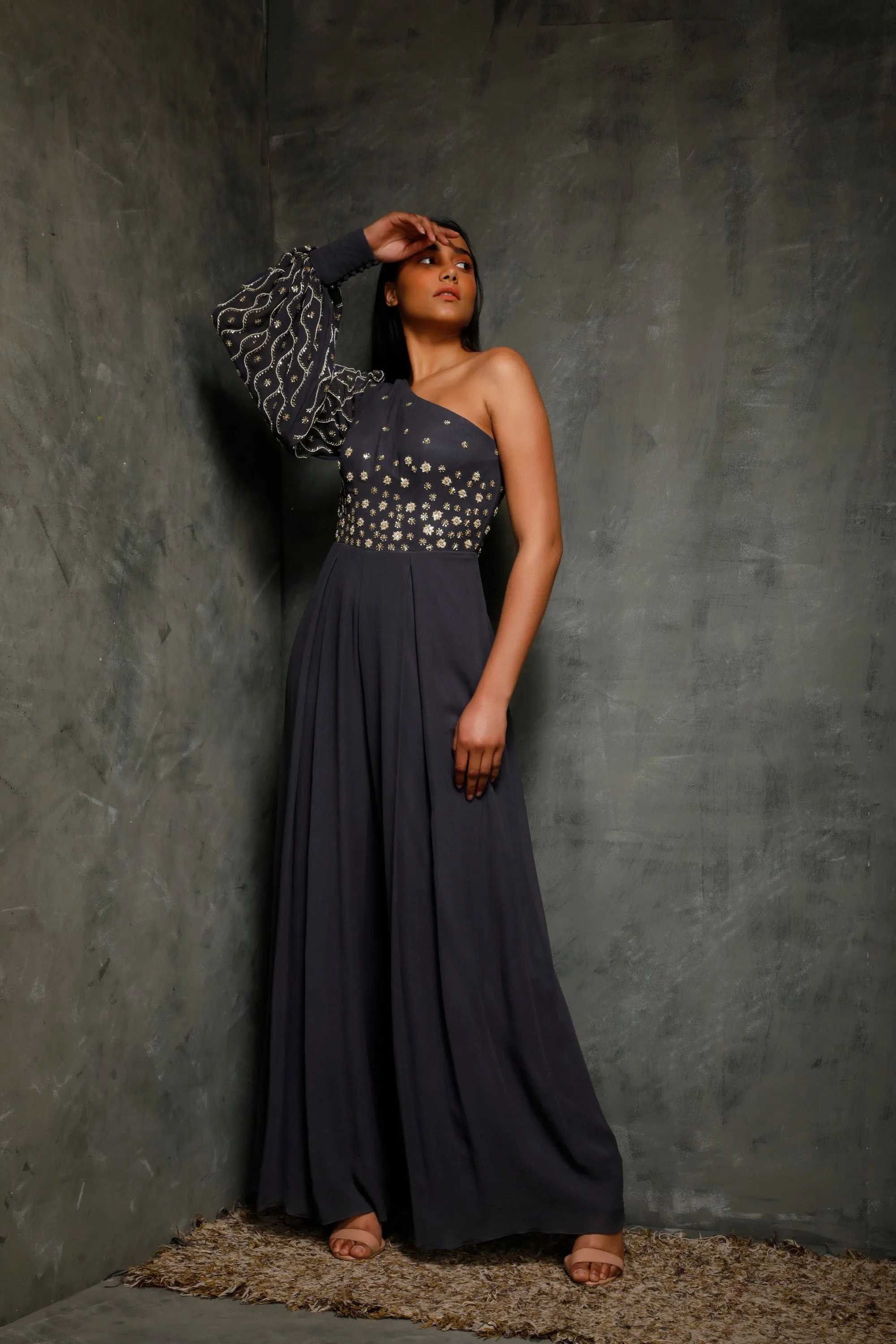 Teal Blue One Shoulder Jumpsuit