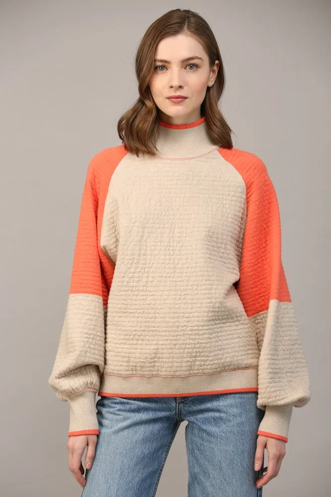 Texture Knit Color Block Sweater