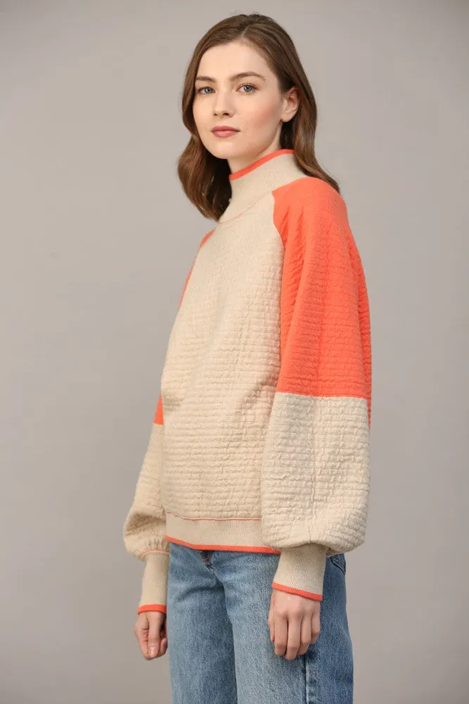 Texture Knit Color Block Sweater