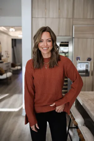 Textured Round Neck Long Sleeve Sweater