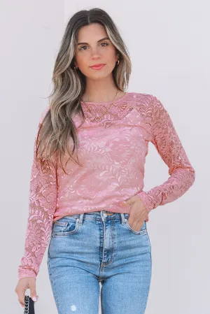 The Blossom Lace Sheer Sleeve Top