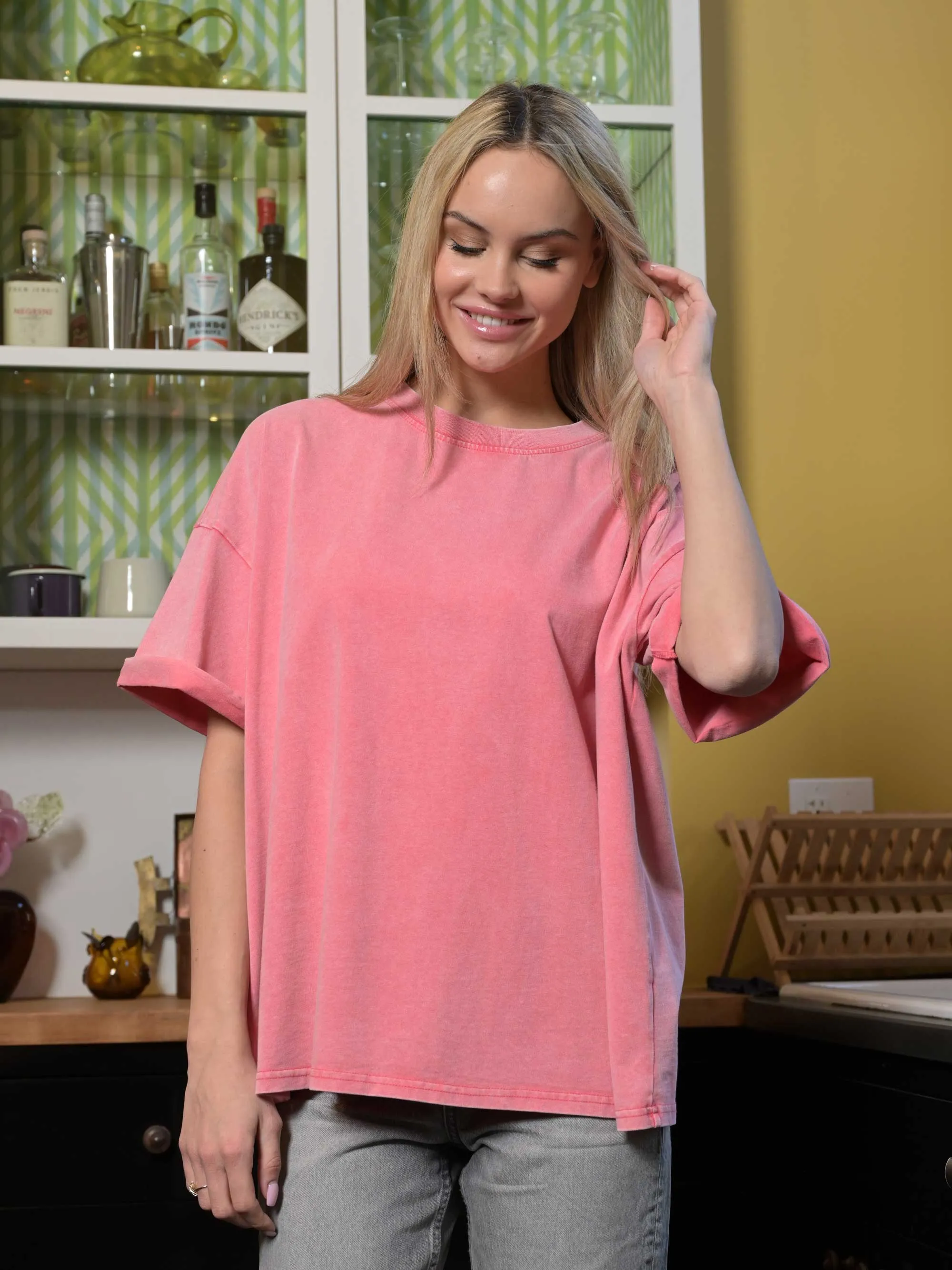 The Effortless Snow Washed Tee - Sachet Pink