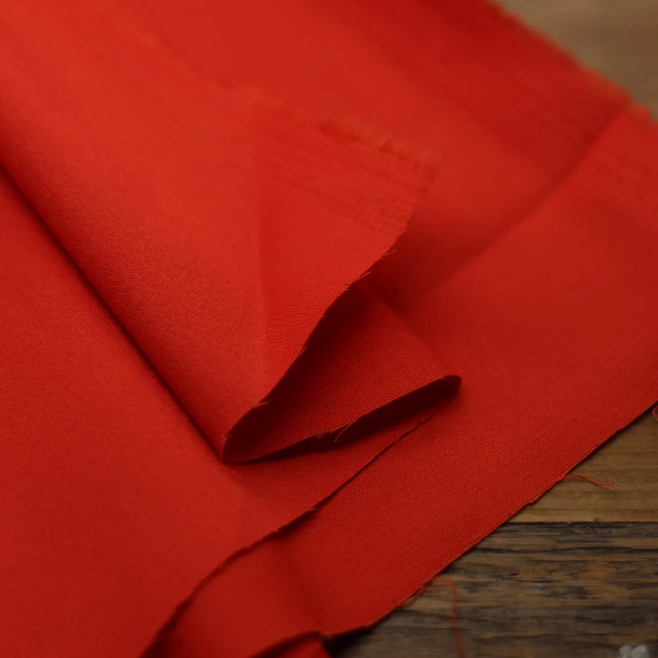 Tissu Fine Gabardine de coton unie Stretch - Orange (Vendu par 10cm)