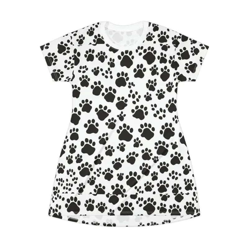Trendy Paw Print Shirt Dress for Cat Lovers