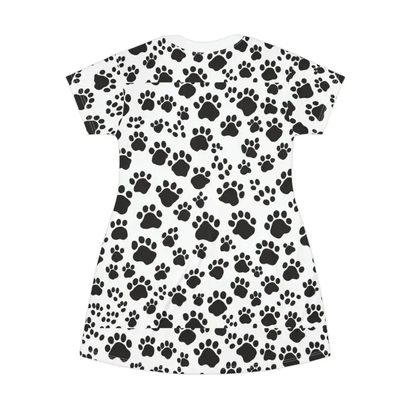 Trendy Paw Print Shirt Dress for Cat Lovers