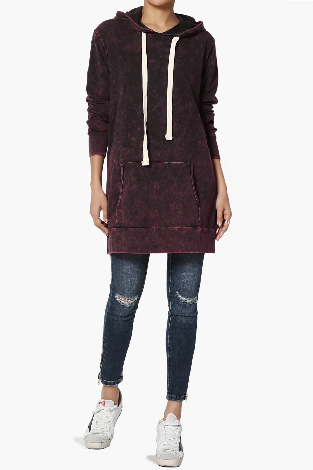 Trophy Acid Wash Hoodie Tunic PLUS