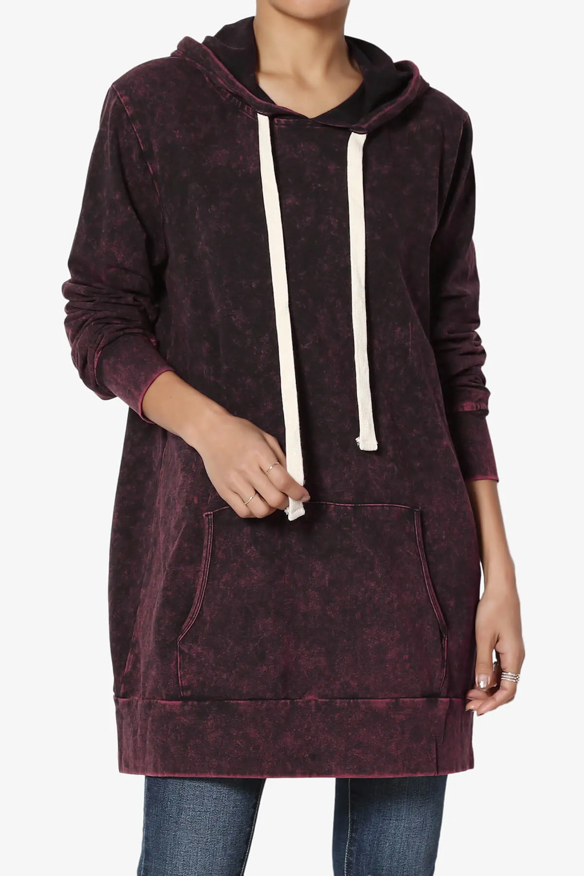 Trophy Acid Wash Hoodie Tunic PLUS