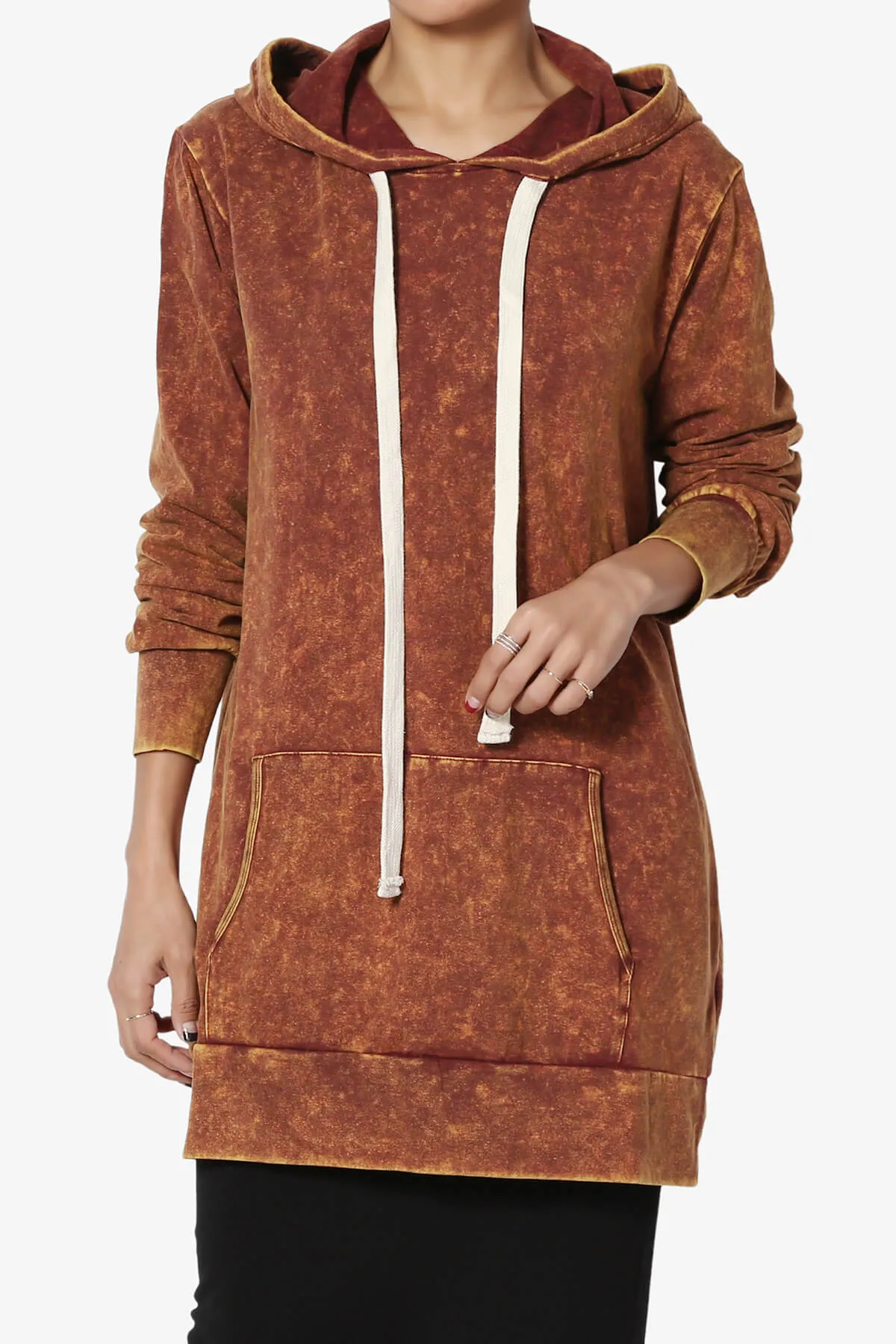 Trophy Acid Wash Hoodie Tunic PLUS