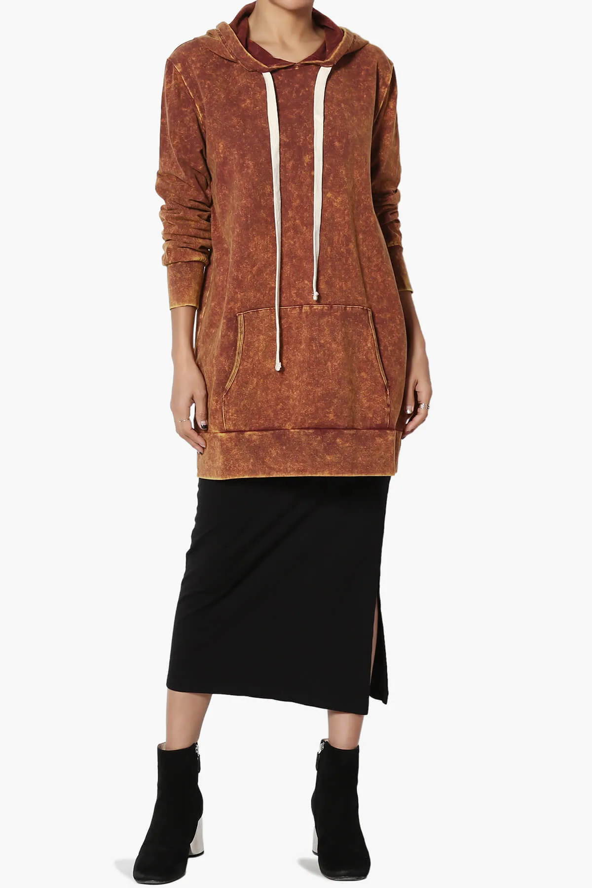 Trophy Acid Wash Hoodie Tunic PLUS