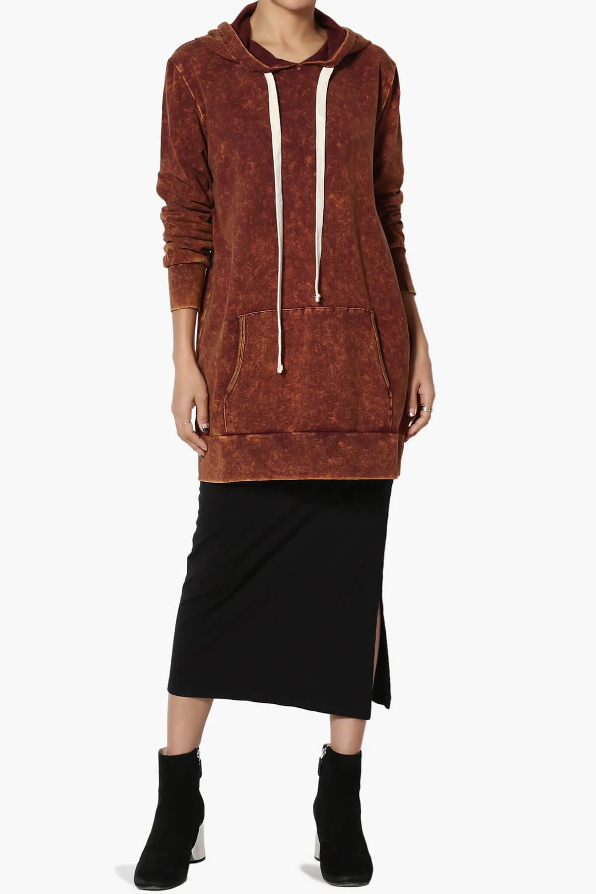Trophy Acid Wash Hoodie Tunic PLUS