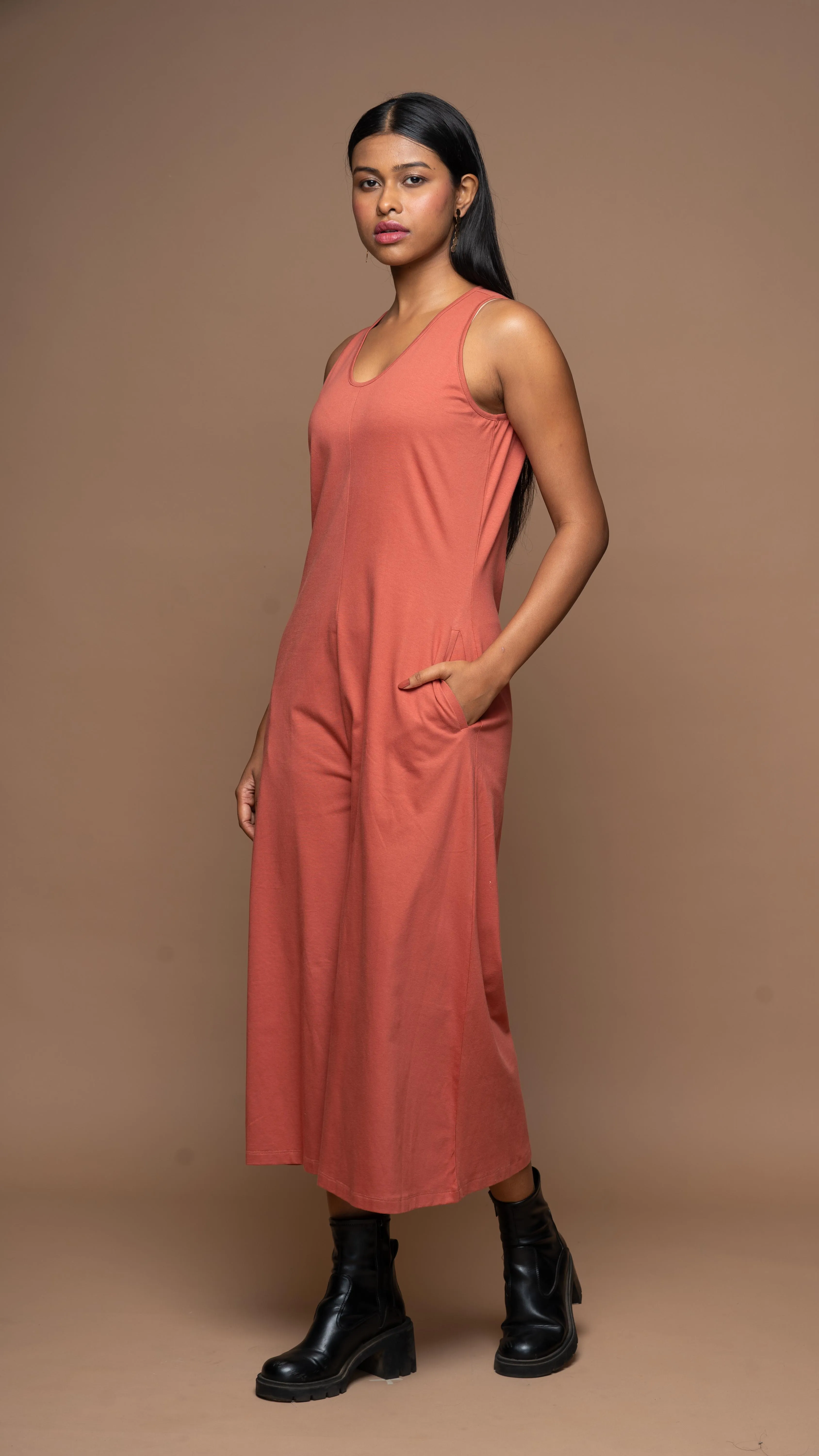 U-Radiance Jumpsuit in Dusty Red