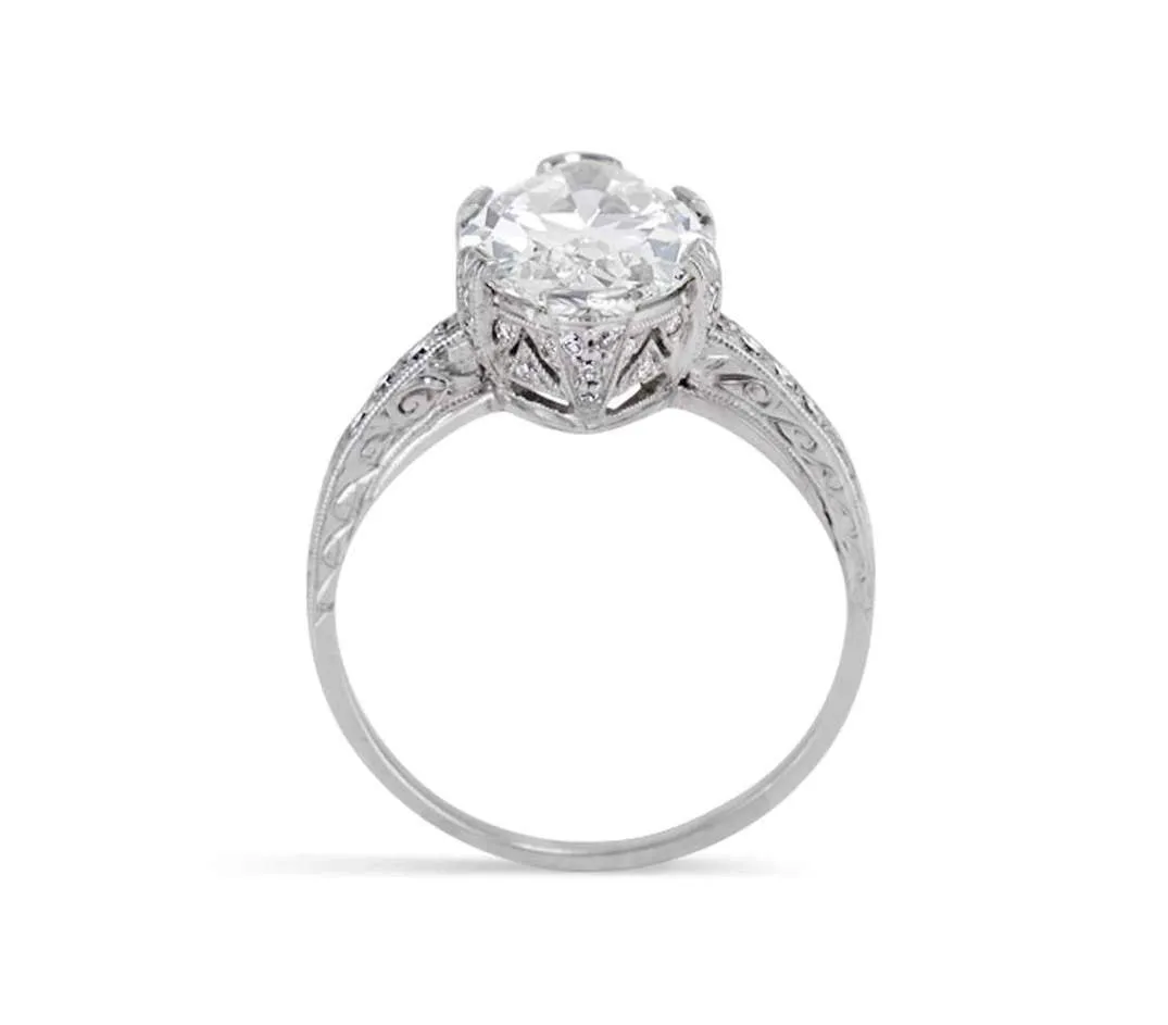 Unique Marquise Shape Moissanite Engagement Ring, 4.07carat Vintage Hidden Halo 14k White Gold Handmade Desing, Anniversary Gift