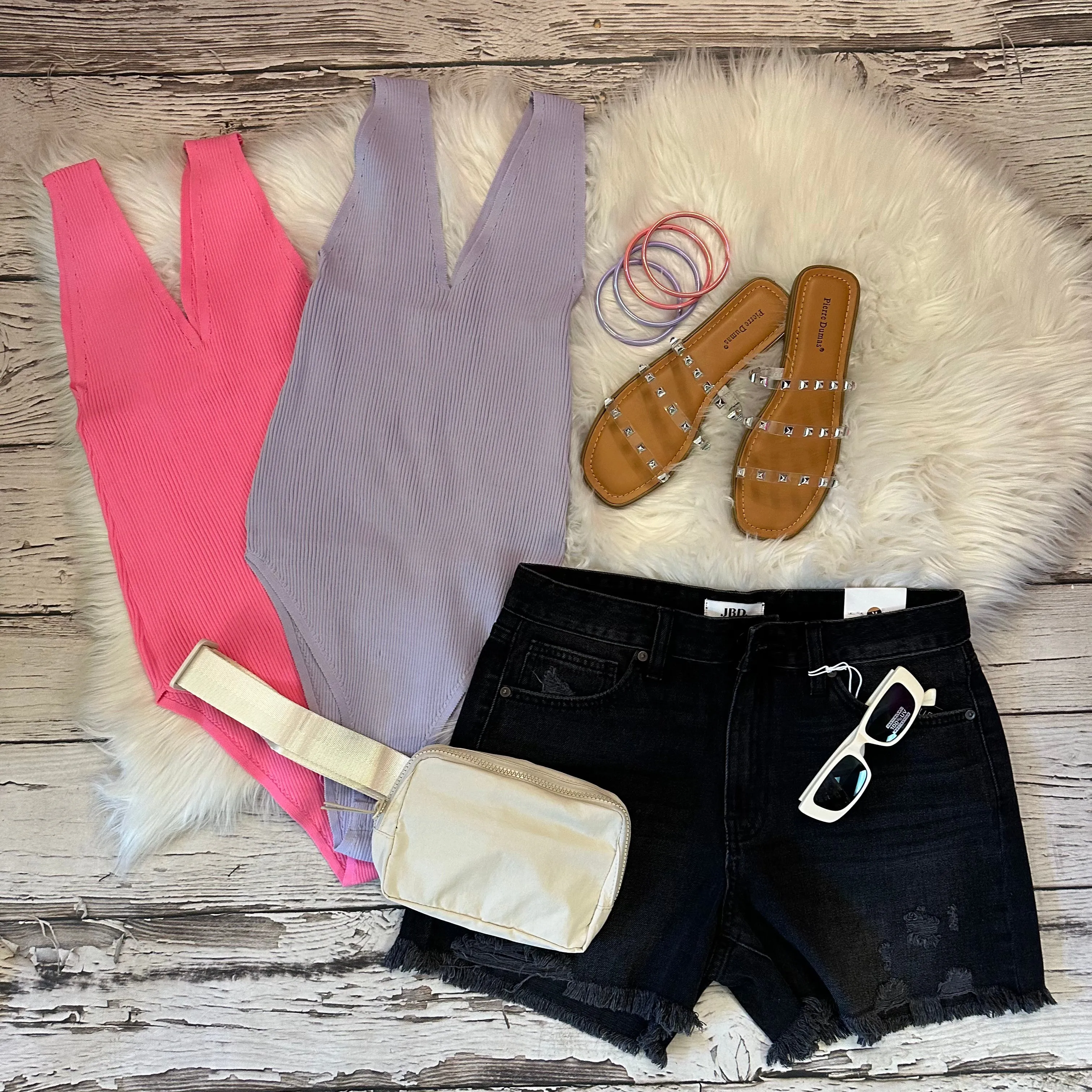 V-Cut Ribbed Bodysuits