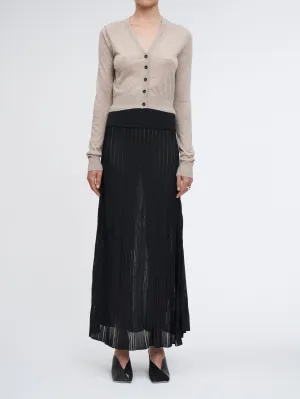 Variegated Pleat Skirt in Black