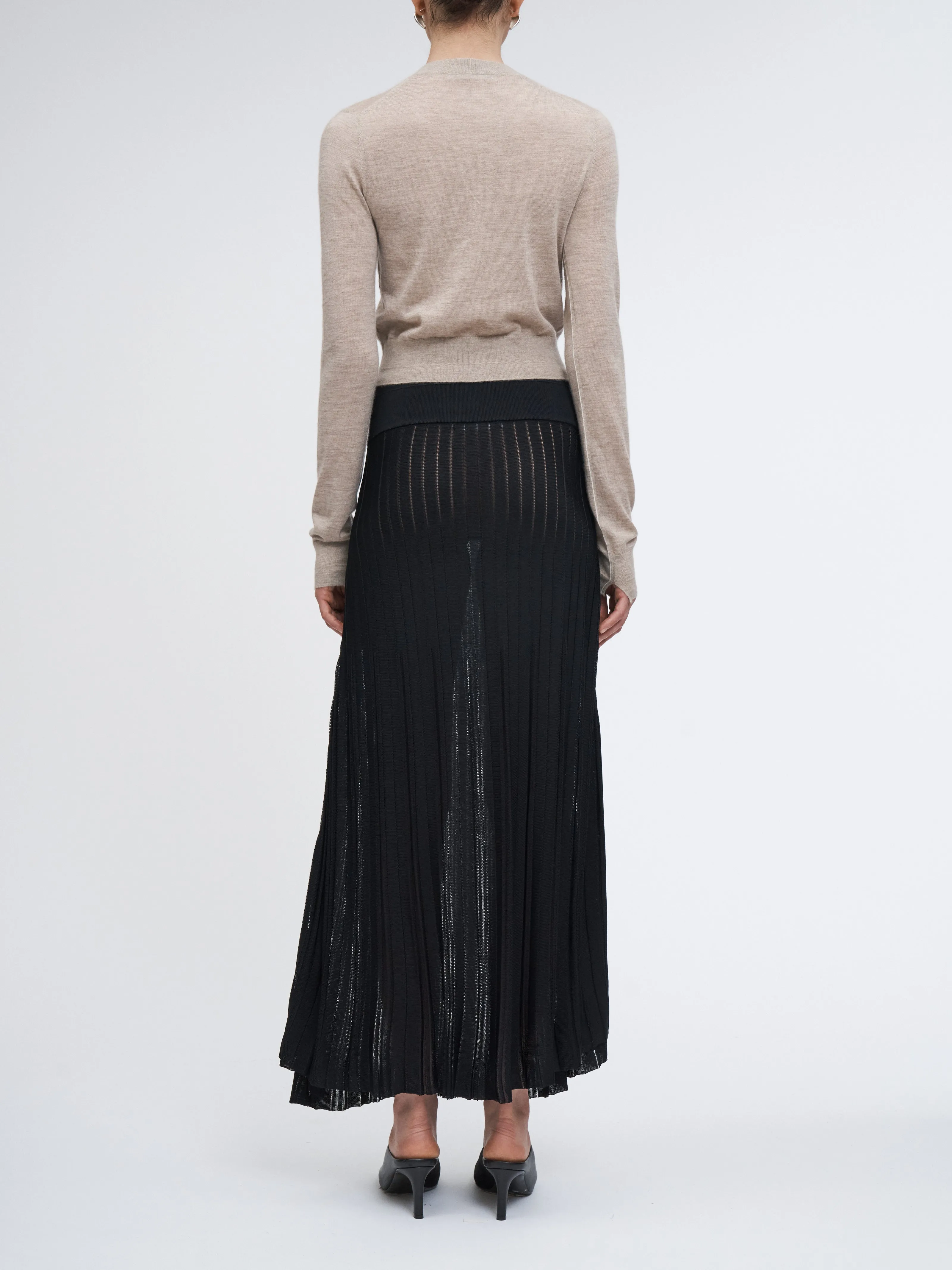 Variegated Pleat Skirt in Black