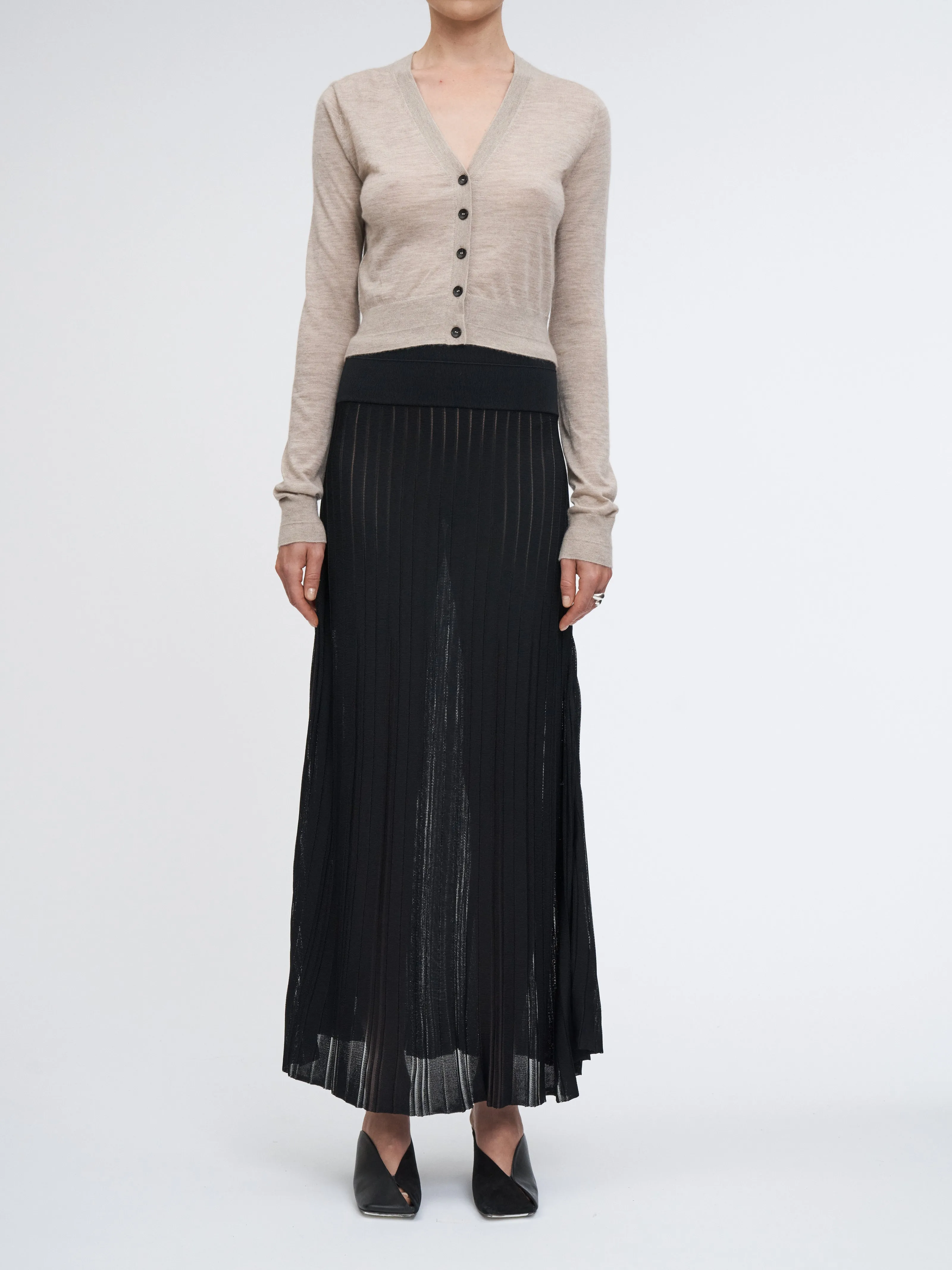 Variegated Pleat Skirt in Black
