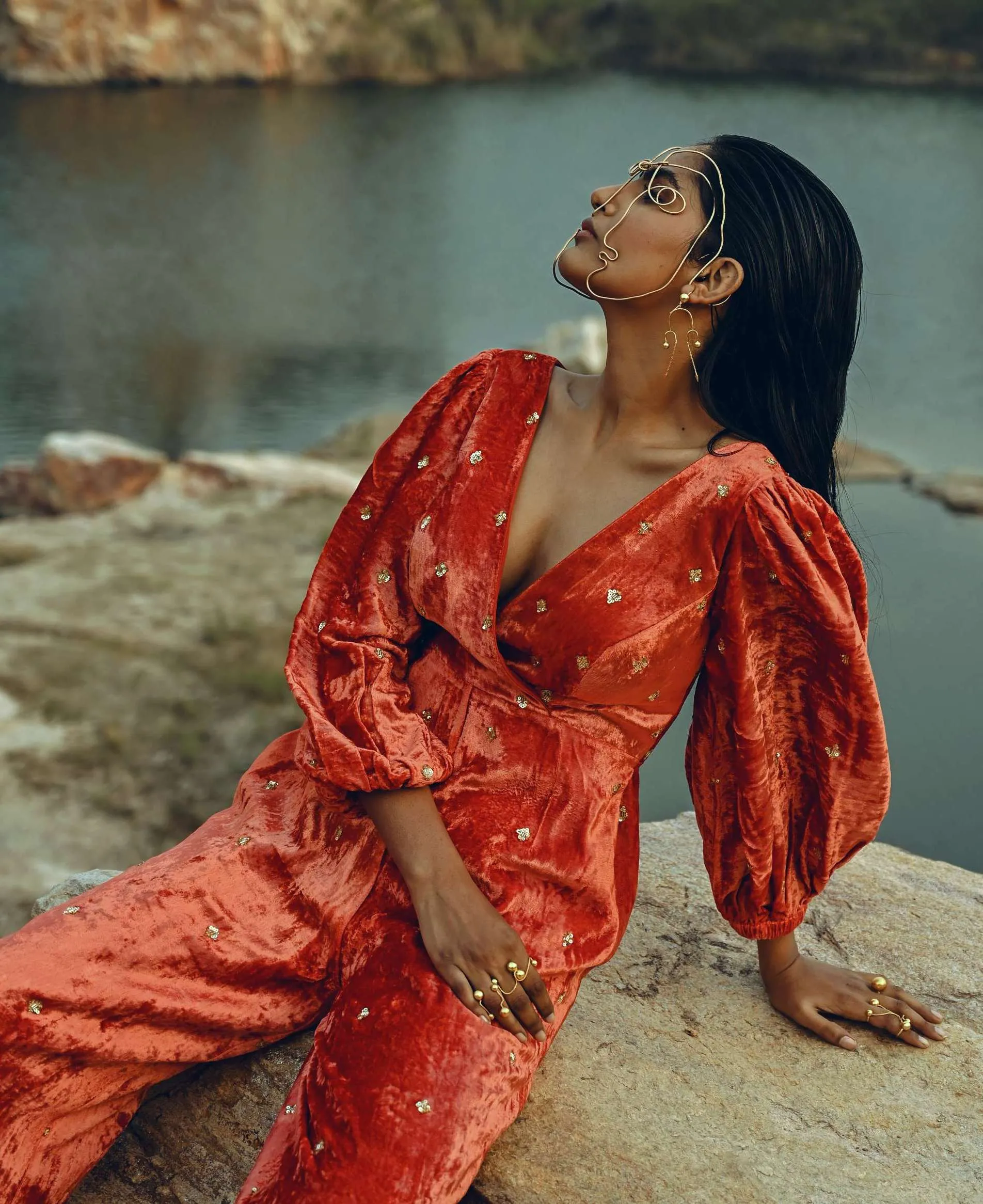 Velvet Overlap Jumpsuit